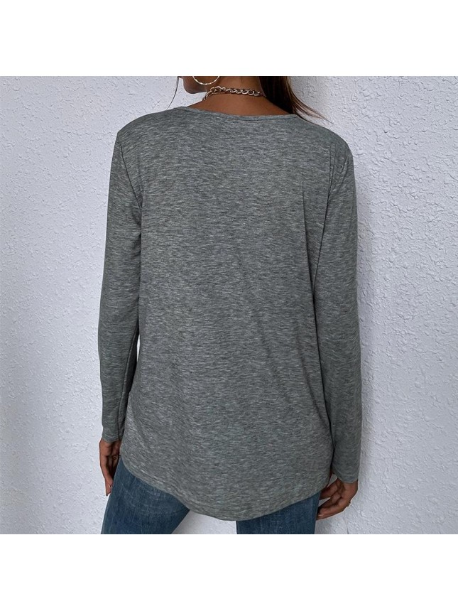 Long sleeve single breasted home loose T shirt source