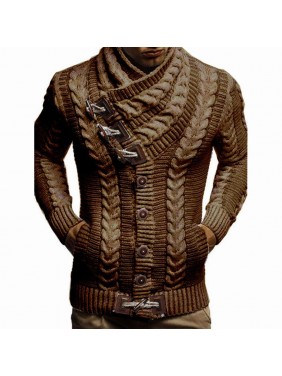 Sweater cardigan men’s high collar new button knit jacket sweater large size fashion outfits