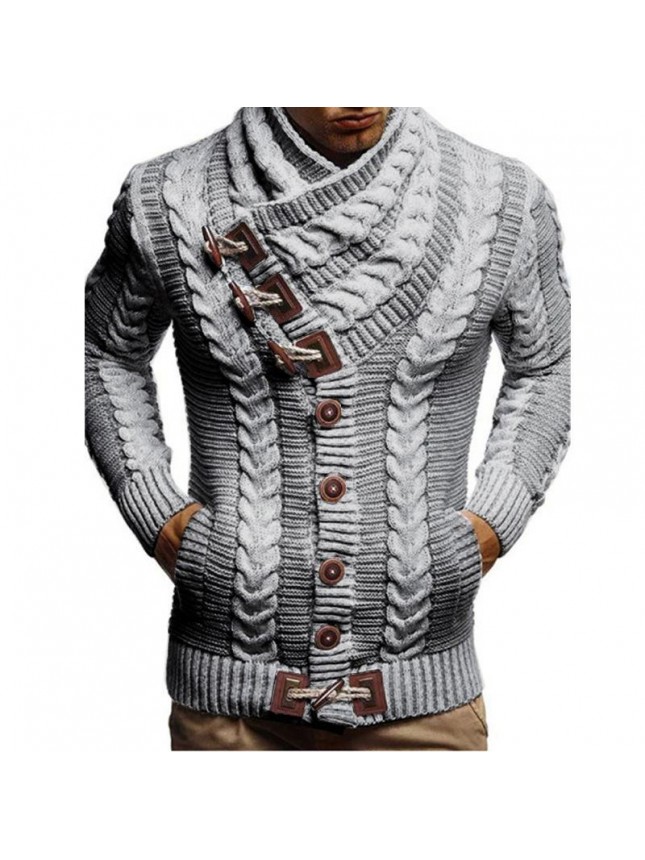 Sweater cardigan men’s high collar new button knit jacket sweater large size fashion outfits