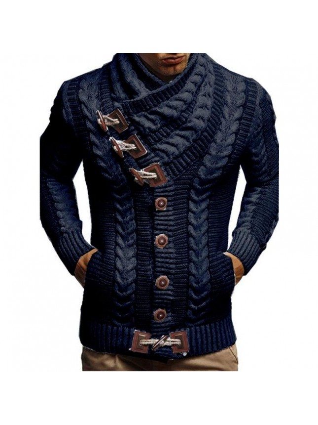 Sweater cardigan men’s high collar new button knit jacket sweater large size fashion outfits