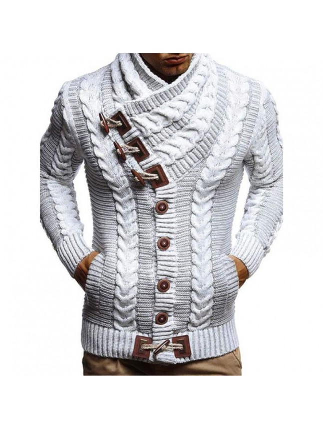 Sweater cardigan men’s high collar new button knit jacket sweater large size fashion outfits