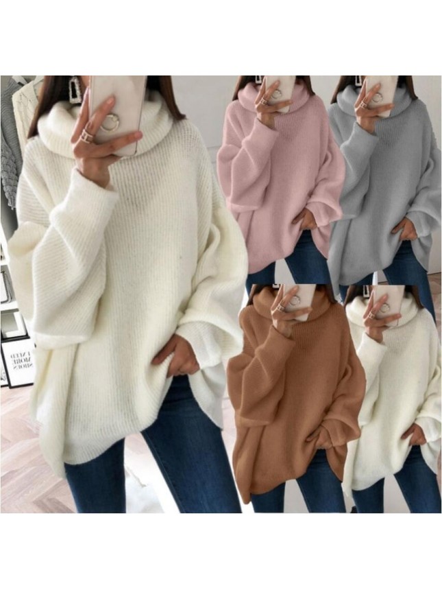 Solid color high neck needle top coat sweater fashion outfits
