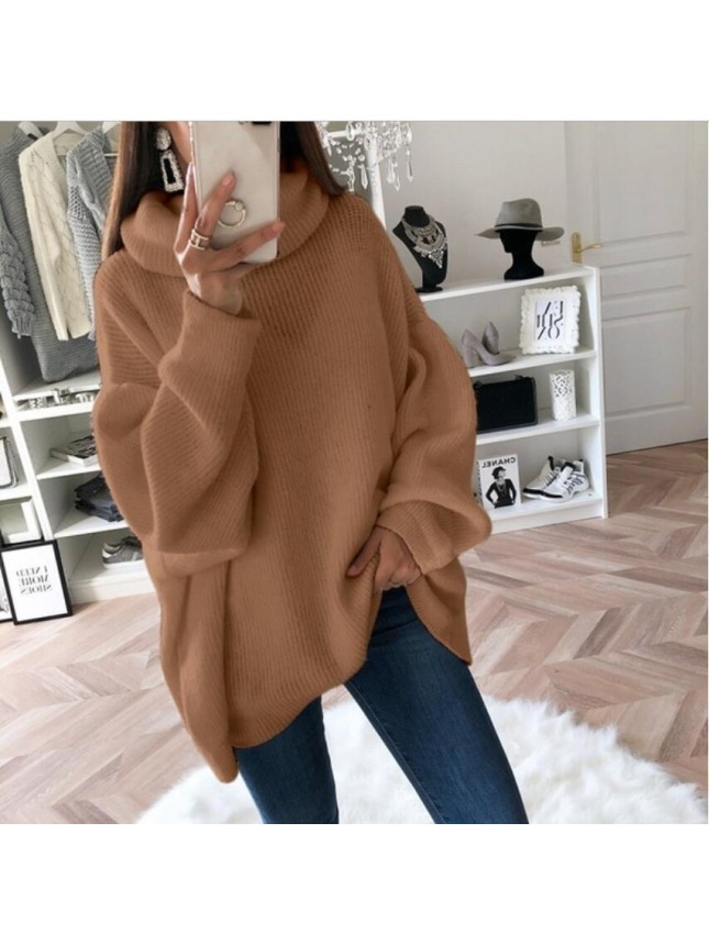 Solid color high neck needle top coat sweater fashion outfits