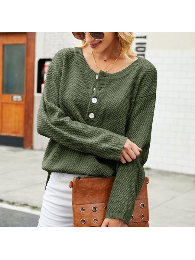 Surface large size V neck needle sweater fashion outfits