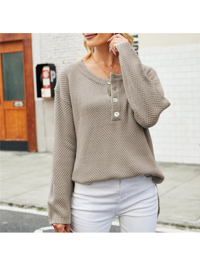Surface large size V neck needle sweater fashion outfits