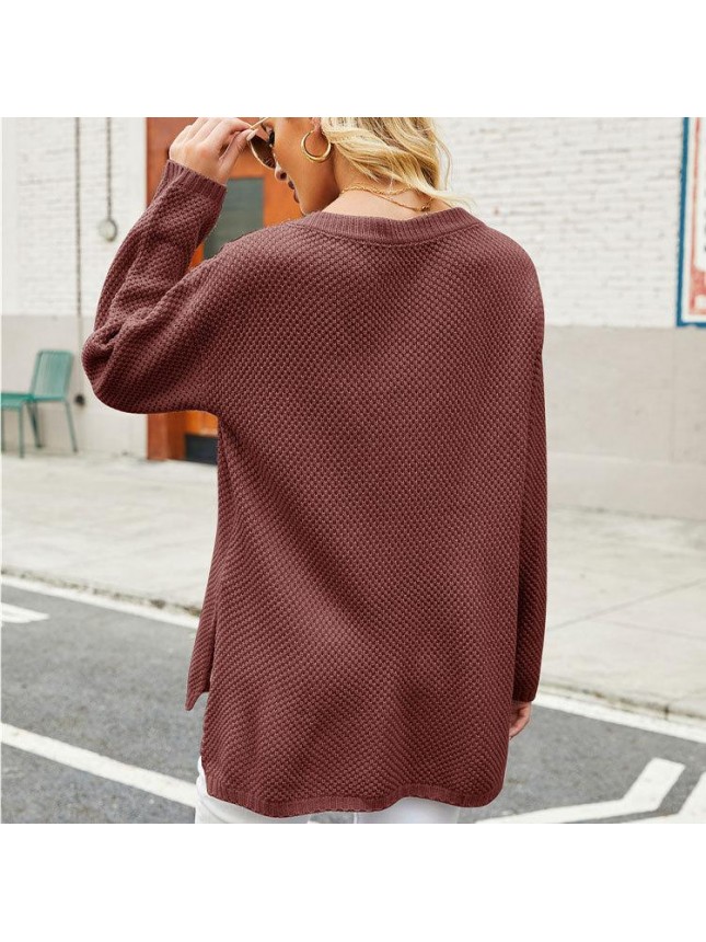 Surface large size V neck needle sweater fashion outfits