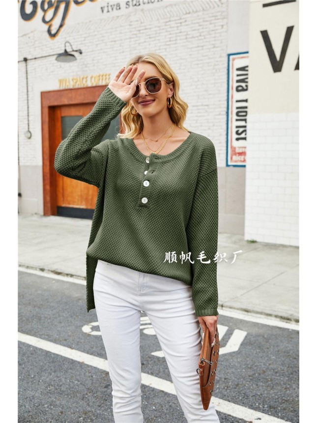 Surface large size V neck needle sweater fashion outfits