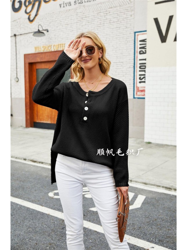 Surface large size V neck needle sweater fashion outfits
