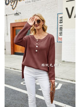Surface large size V neck needle sweater fashion outfits