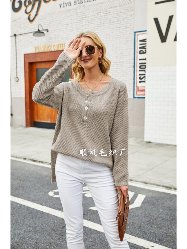 Surface large size V neck needle sweater fashion outfits