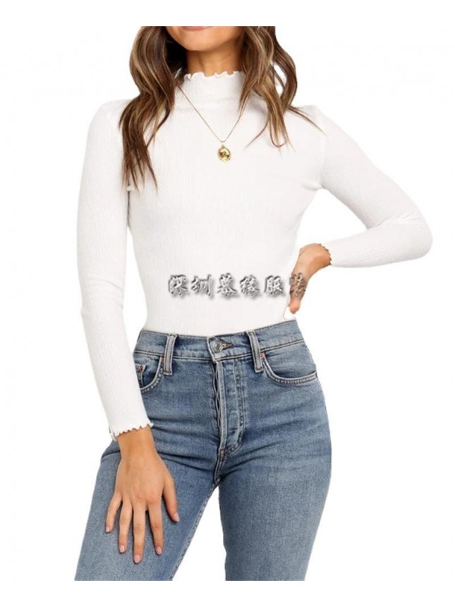 Small high collar sweater bottoming shirt sweater loose shirt fashion outfits