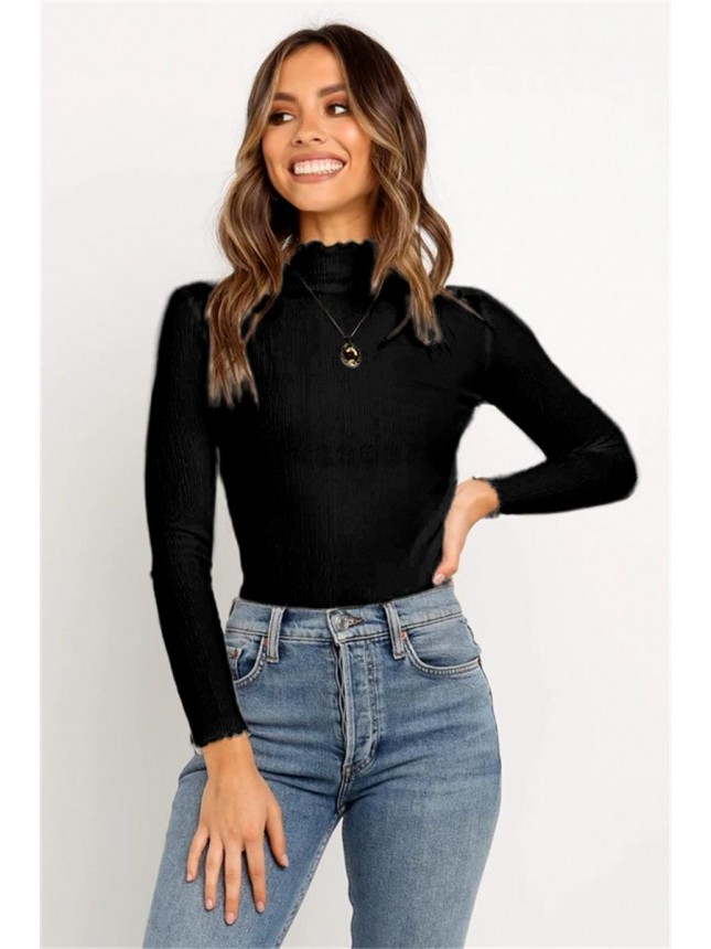 Small high collar sweater bottoming shirt sweater loose shirt fashion outfits
