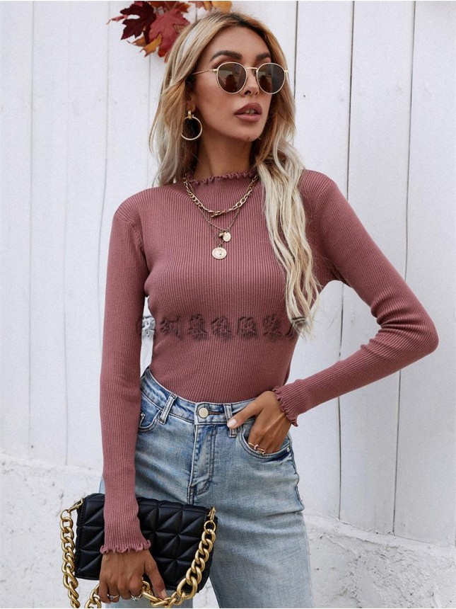 Small high collar sweater bottoming shirt sweater loose shirt fashion outfits