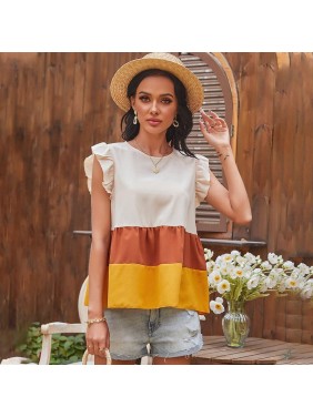 Sany color stitching sleeveless T shirt