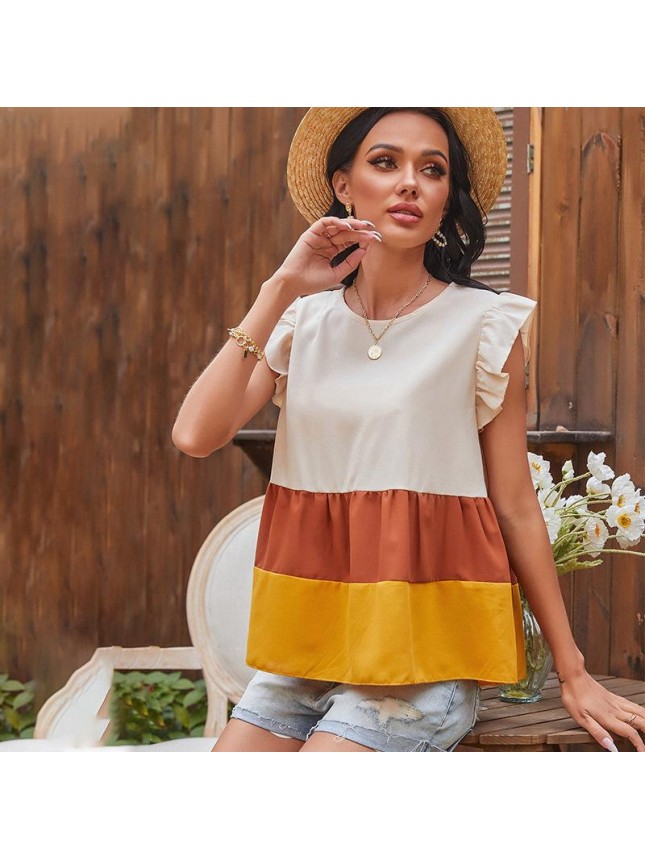 Sany color stitching sleeveless T shirt