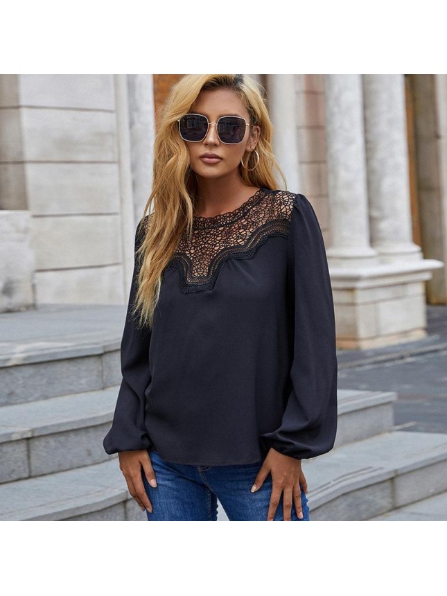 Lace top loose long sleeve T shirt