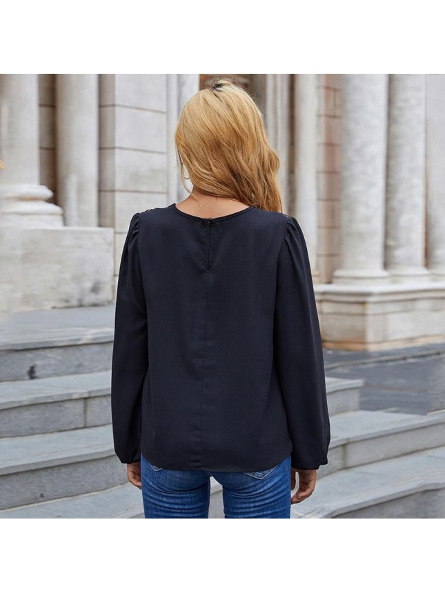 Lace top loose long sleeve T shirt