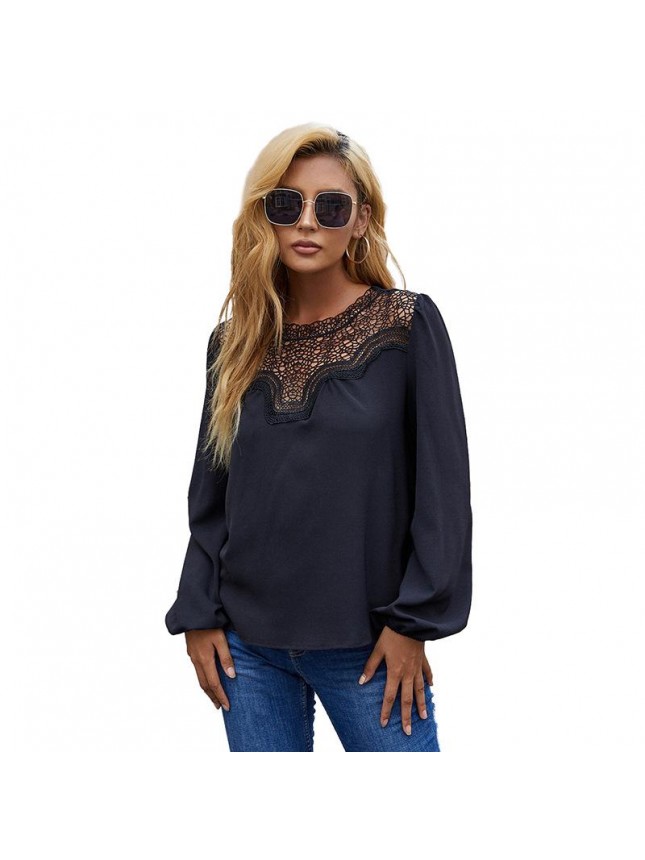 Lace top loose long sleeve T shirt