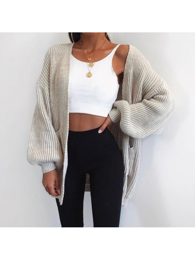 Solid color loose sweater fashion outfits