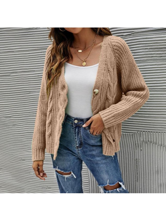 Sweater Button Brackets Decorative large size knit V collar fashion outfits