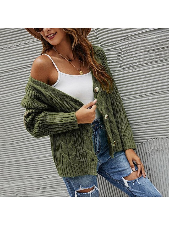 Sweater Button Brackets Decorative large size knit V collar fashion outfits