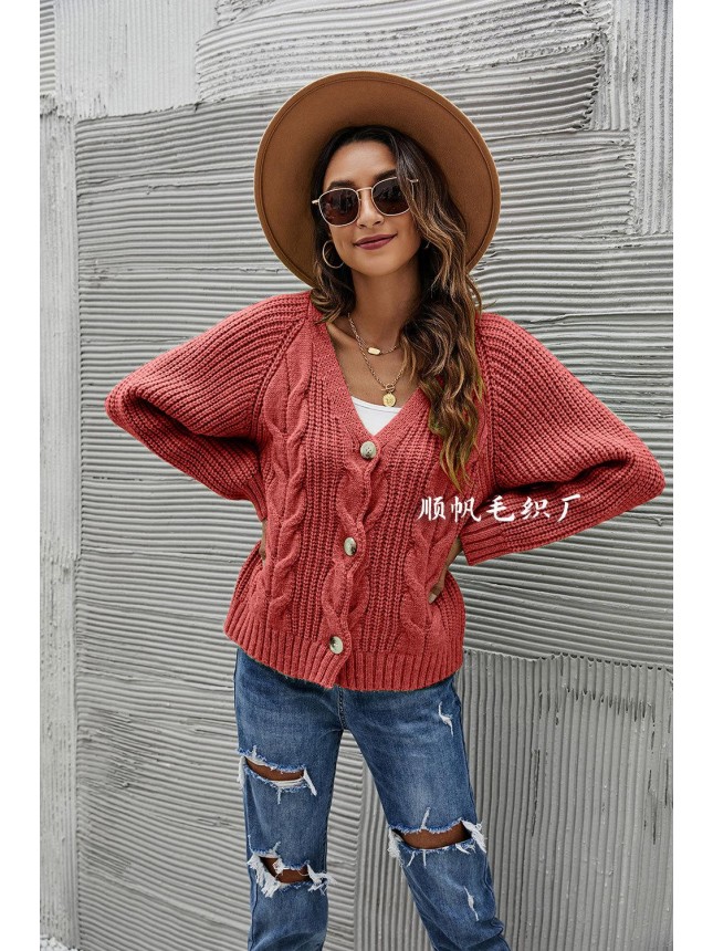 Sweater Button Brackets Decorative large size knit V collar fashion outfits