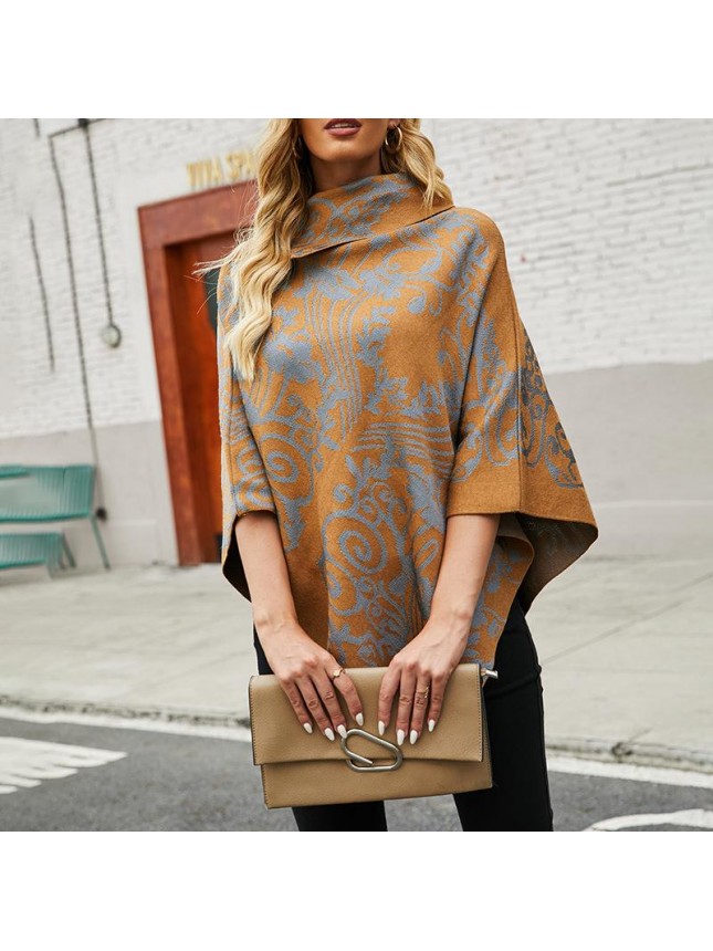 Side printing cloak shawl fashion outfits