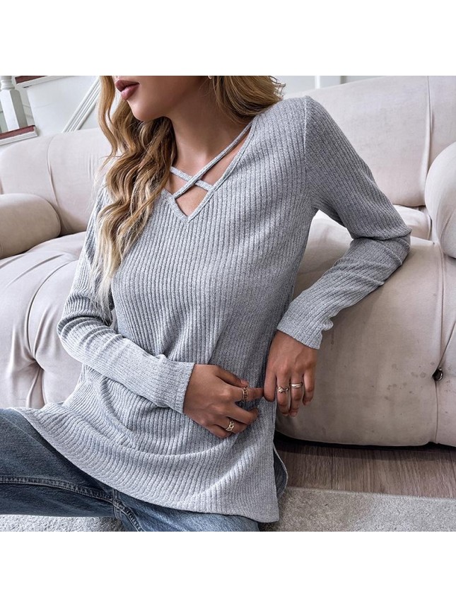 Pit strip cross jeweng long sleeve T shirt top