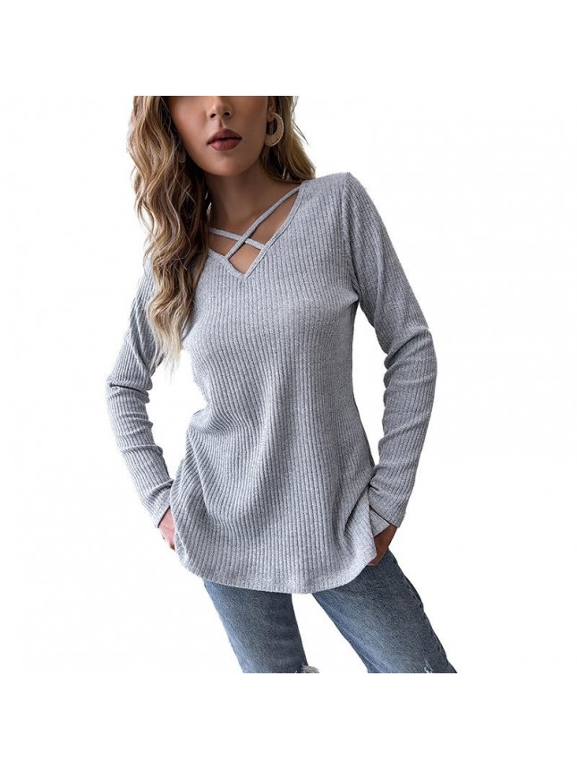 Pit strip cross jeweng long sleeve T shirt top