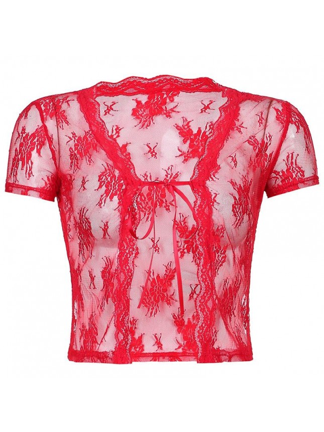 Lace perspective cardigan embankment T shirt