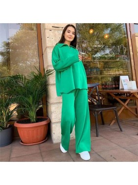 Solid color knit set POLO tower two piece set fashion outfits