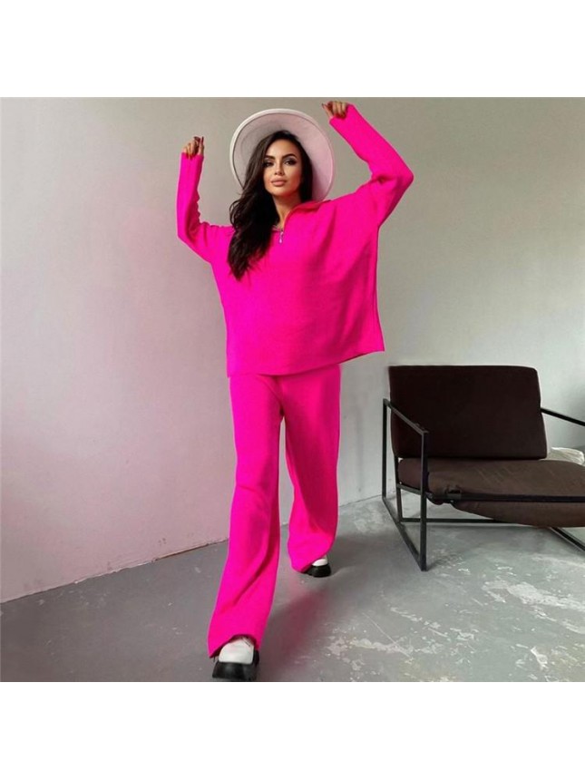 Solid color knit set POLO tower two piece set fashion outfits