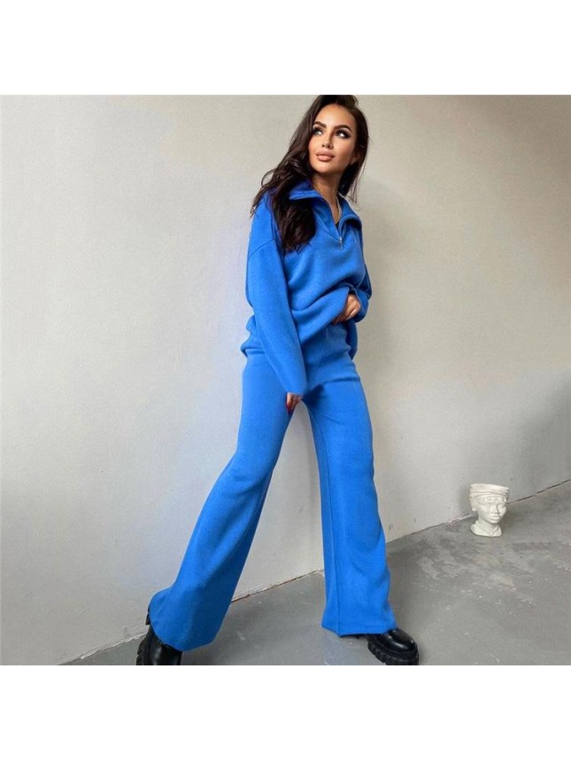 Solid color knit set POLO tower two piece set fashion outfits