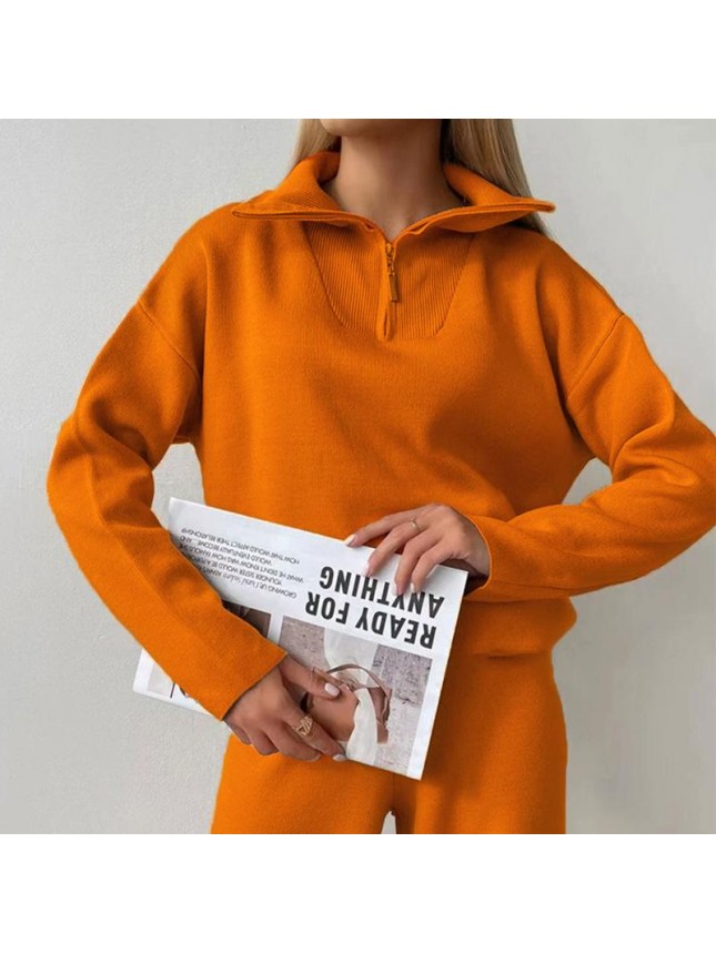 Solid color knit set POLO tower two piece set fashion outfits