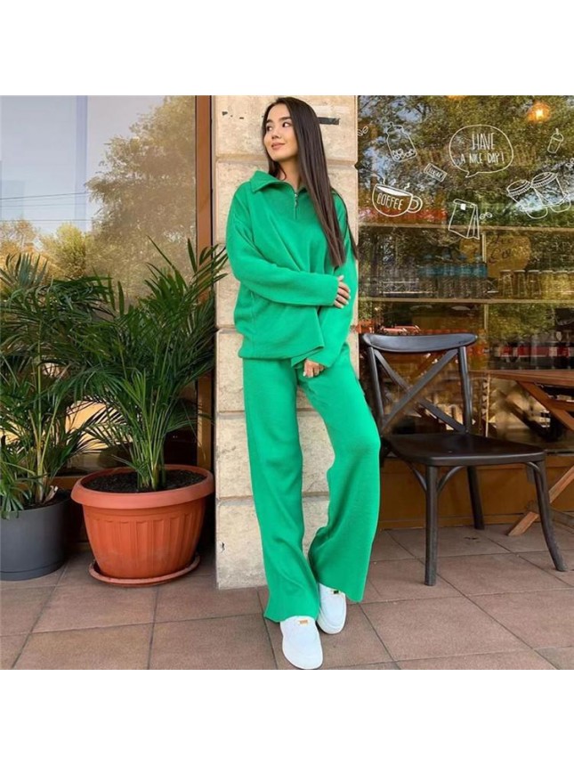 Solid color knit set POLO tower two piece set fashion outfits
