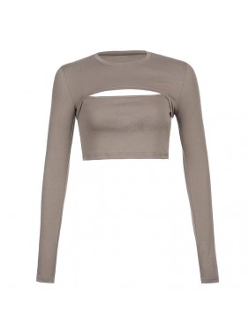 Navel sling blouse bottoming shirt two piece top