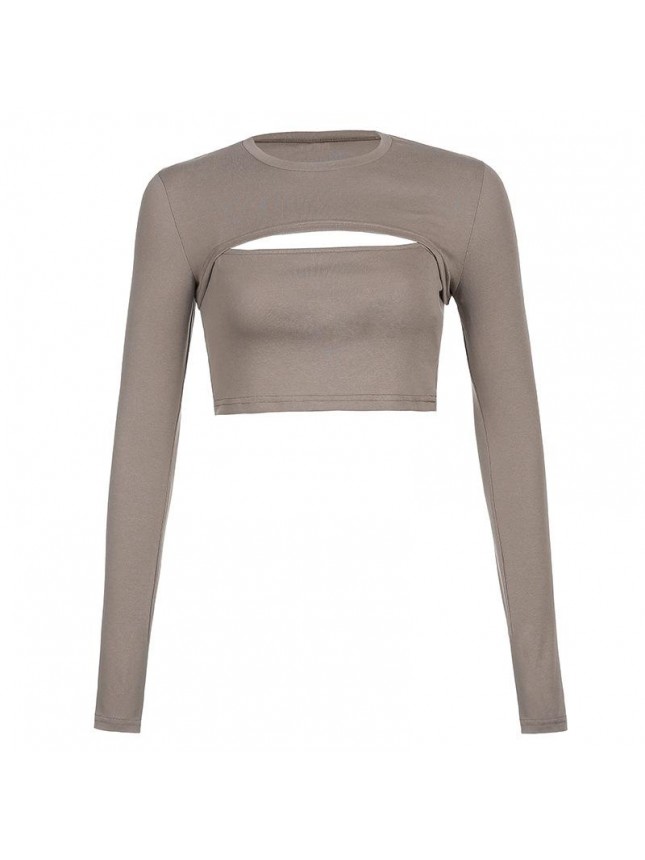 Navel sling blouse bottoming shirt two piece top