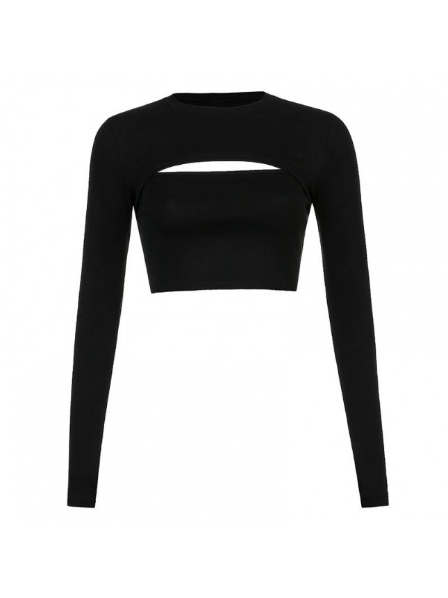 Navel sling blouse bottoming shirt two piece top