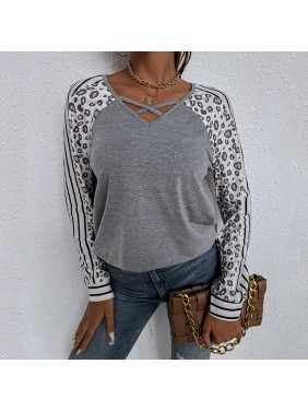 Solid color loose long sleeve T shirt
