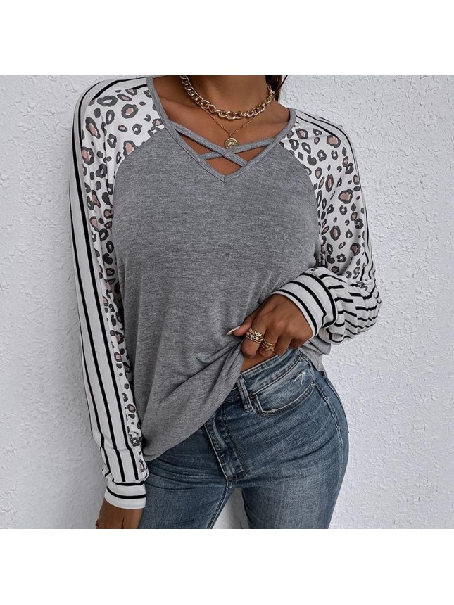 Solid color loose long sleeve T shirt