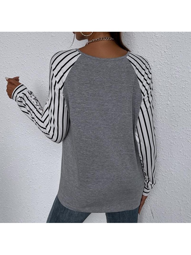 Solid color loose long sleeve T shirt
