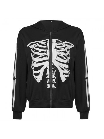Broken chalet pattern long sleeve shirt loose wear hat zipper sweater jacket