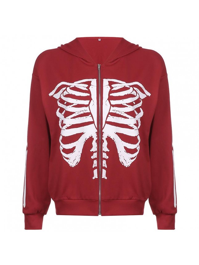 Broken chalet pattern long sleeve shirt loose wear hat zipper sweater jacket