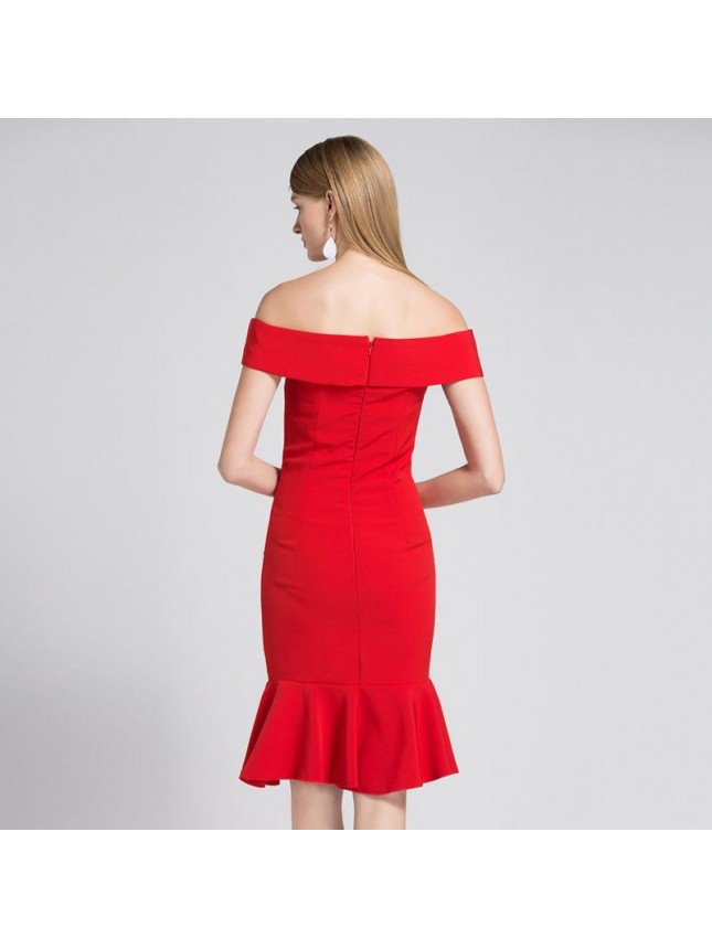 Flutter Bodycon Mini Cocktail Party Dress – Red