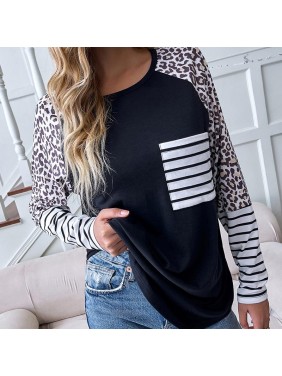 Top loose sleeve black long sleeve T shirt