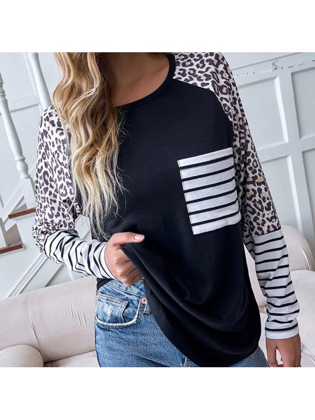 Top loose sleeve black long sleeve T shirt