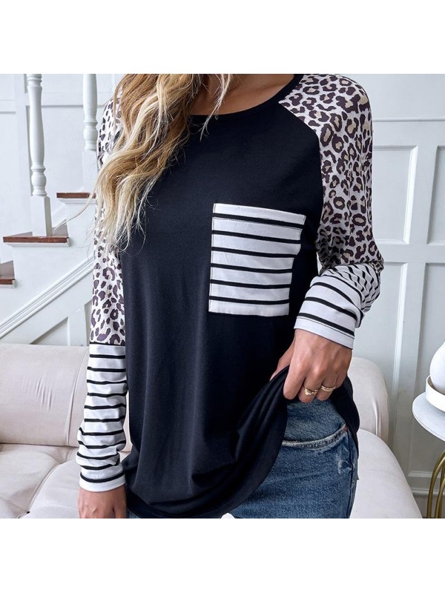 Top loose sleeve black long sleeve T shirt