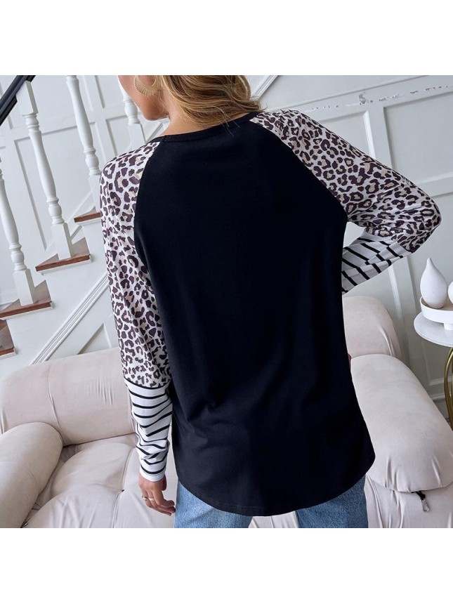 Top loose sleeve black long sleeve T shirt