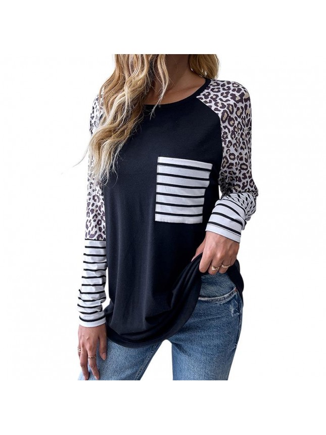Top loose sleeve black long sleeve T shirt