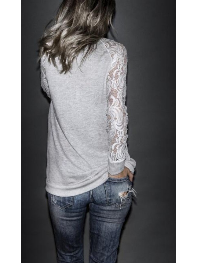 Loose lace long sleeve jacket solid color T shirt